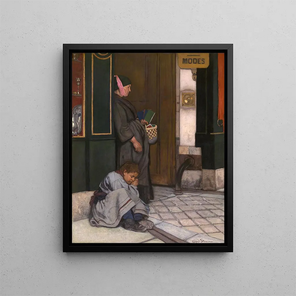 La mendicidad tolerada - Alfred Stevens — cuadro enmarcado en la pared