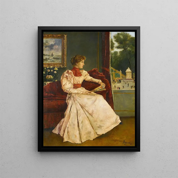 En casa - Alfred Stevens — cuadro enmarcado en la pared