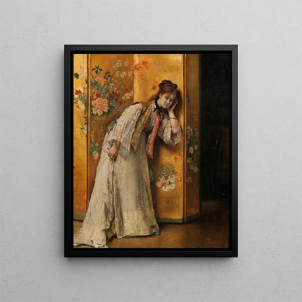 Curioso - Alfred Stevens — cuadro enmarcado en la pared