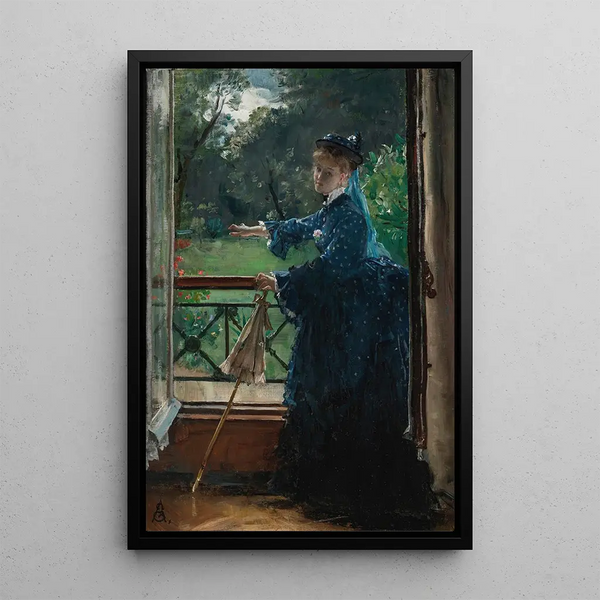 Mujer en el balcón - Alfred Stevens — cuadro enmarcado en la pared