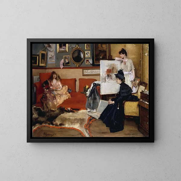 En el taller - Alfred Stevens — cuadro enmarcado en la pared