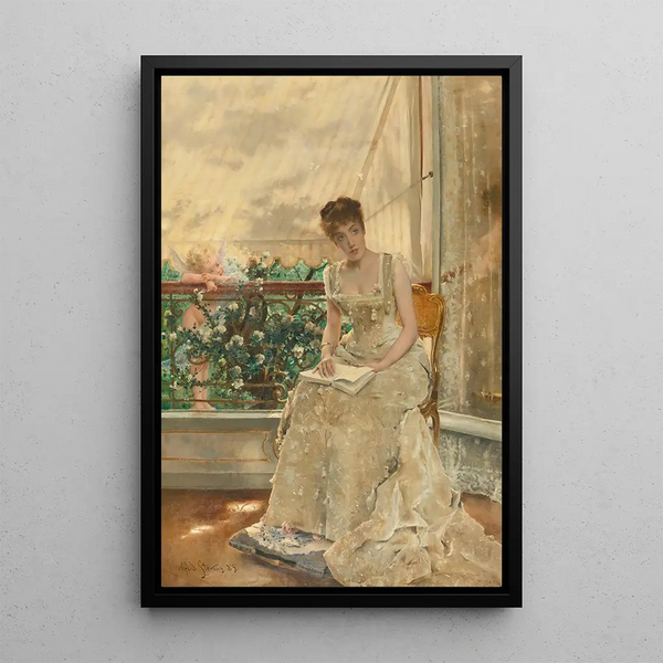 La mujer y el amor, el amor que llega - Alfred Stevens — cuadro enmarcado en la pared