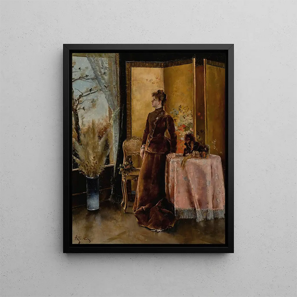 La Nieve - Alfred Stevens — cuadro enmarcado en la pared