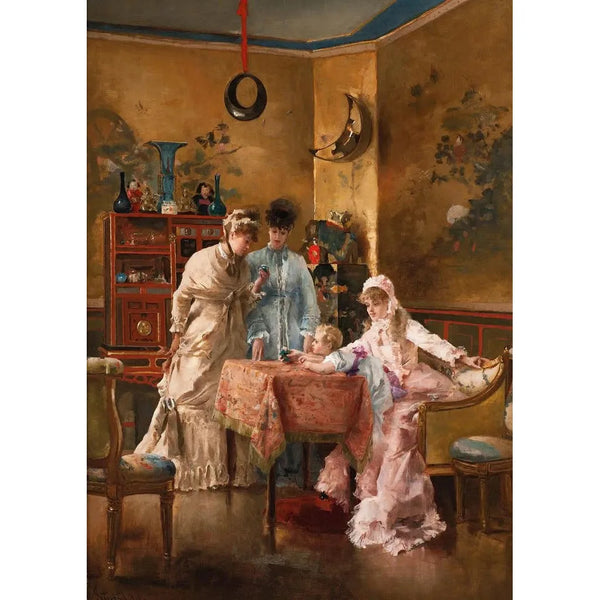 Las visitantes - Alfred Stevens — cuadro enmarcado en la pared