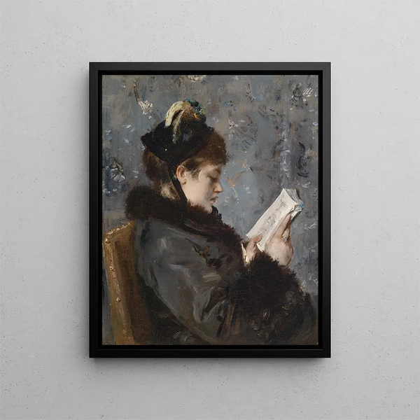 Portrait of a Young Woman - Alfred Stevens — framed artwork on a wall