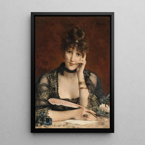 La lettre - Alfred Stevens — cuadro enmarcado en la pared