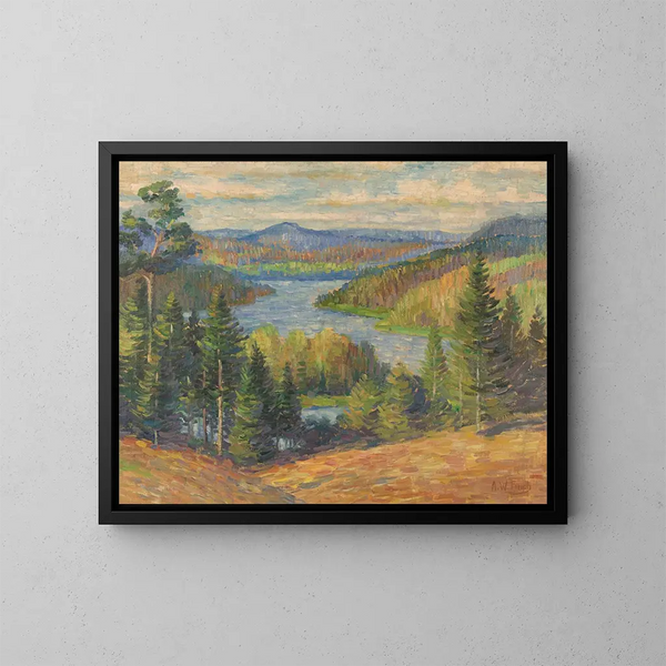 Landscape Painting in Finland - Alfred William Finch — framed artwork on a wall
