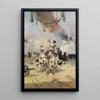 Alfredo Tominz - Chariotrace with bigas in the Roman arena.webp