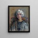 El turbante blanco – Alice Pike Barney — retrato de una mujer con turbante blanco, lámina enmarcada en la pared