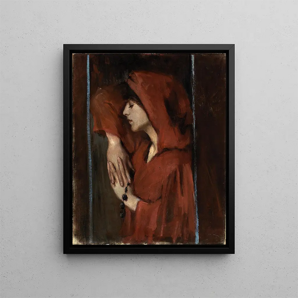 Femme au chaperon rouge - Alice Pike Barney — framed artwork on a wall