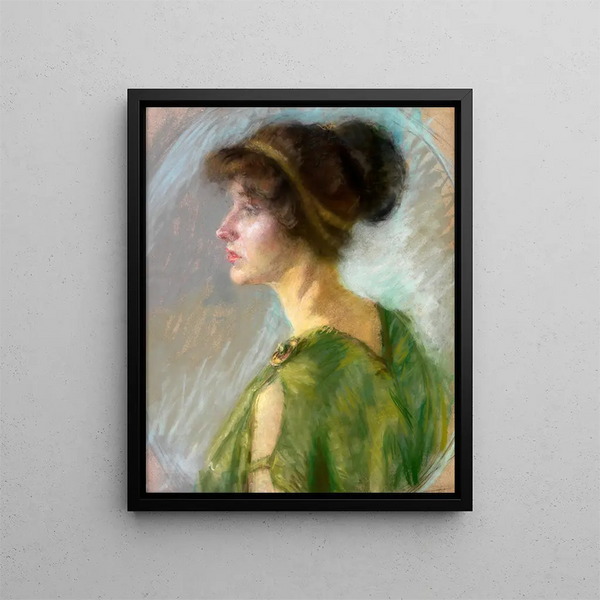 Young woman in green - Alice Pike Barney — framed artwork on a wall