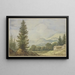 Paisaje de montaña con a la izquierda grandes pinos y a la derecha dos cabañas - Allaert van Everdingen — cuadro enmarcado en la pared