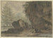 Large Rocky Formation Painting near a Puddle where Several People Stand and Sit - Allaert van Everdingen — artwork view