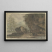 Large Rocky Formation Painting near a Puddle where Several People Stand and Sit - Allaert van Everdingen — framed artwork on a wall