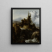Landscape Painting with Waterfall - Allaert van Everdingen — framed artwork on a wall
