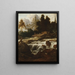 Landscape with a Waterfall - Allaert van Everdingen — framed artwork on a wall