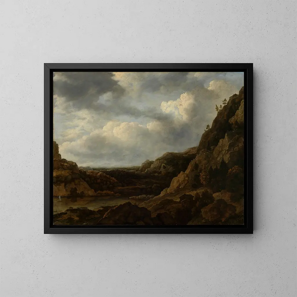 Fjord noruego - Allaert van Everdingen — cuadro enmarcado en la pared