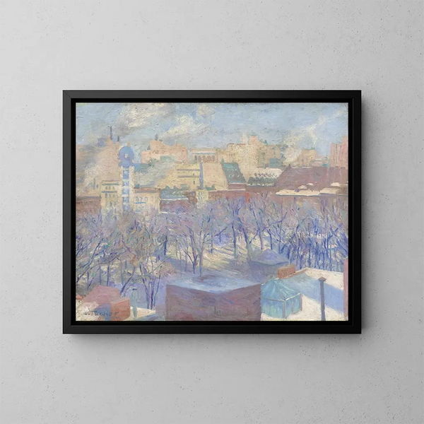 Madison Square Snow - Allen Tucker — framed artwork on a wall