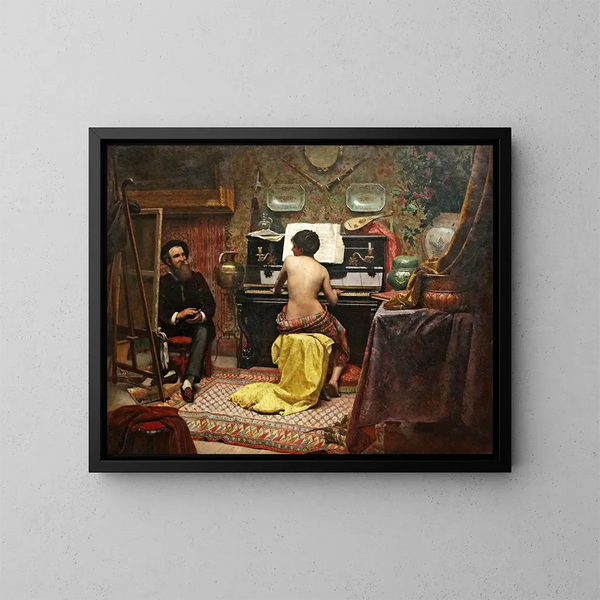 El modelo en reposo - Almeida Júnior — cuadro enmarcado en la pared