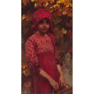 Alois Hans Schram - A Girl with Autumn Leaves.webp