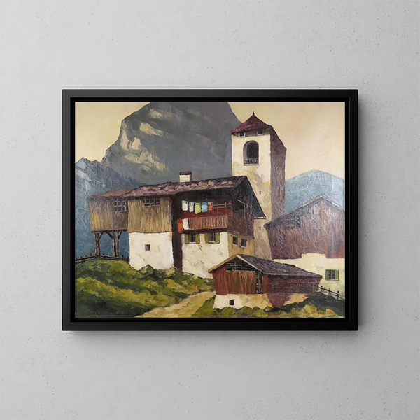 Pueblo de montaña tirolés - Alois Pfund — cuadro enmarcado en la pared