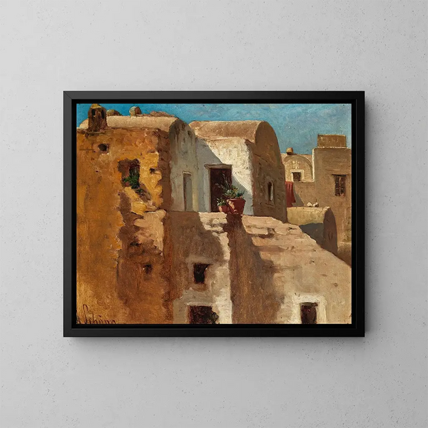 Una terraza en Taormina, estudio - Alois Schönn — cuadro enmarcado en la pared