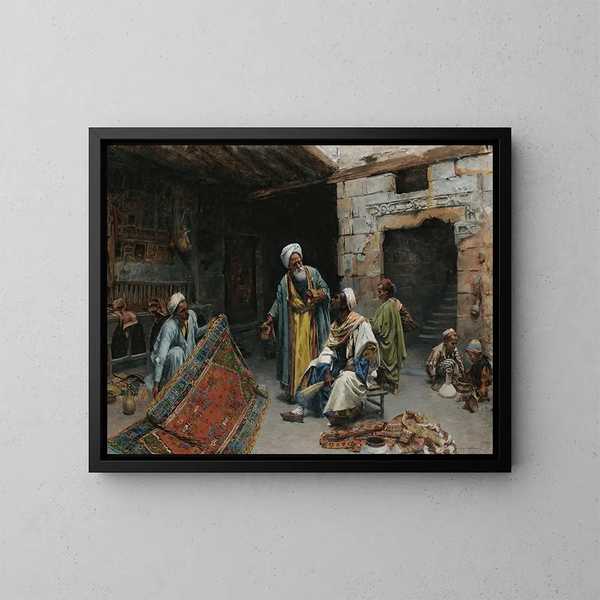 The Carpet Merchant - Alphons Leopold Mielich — framed artwork on a wall