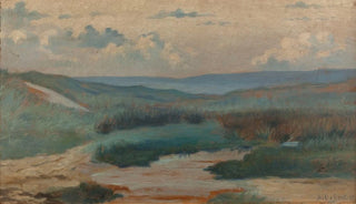 Alphonse Osbert - Une mare dans les dunes le soir Siouville.webp