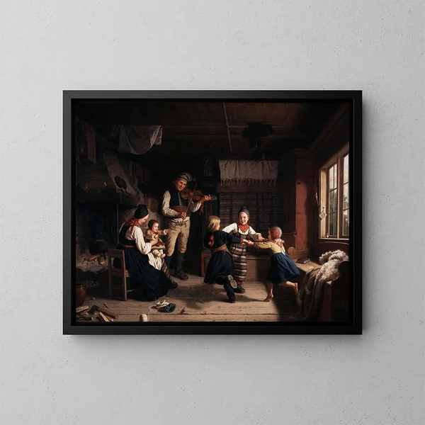 Sunday evening in a farm in Dalarna - Amalia Lindegren — framed artwork on a wall
