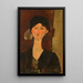 Beatrice Hastings frente a una puerta - Amedeo Modigliani — cuadro enmarcado en la pared