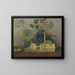 Basket of Grapes with Leafy Vines - American School — framed artwork on a wall