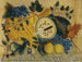 Green Watermelon and Yellow Melon Painting with Fruits and Leafy Vines - American School — artwork view
