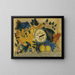 Green Watermelon and Yellow Melon Painting with Fruits and Leafy Vines - American School — framed artwork on a wall