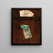 Royal Flush and Five Dollar Bill - American School — framed artwork on a wall