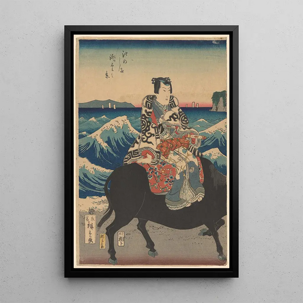 Reproducción del cuadro Isla de Enoshima Figura sobre un buey olas - Andō Hiroshige
