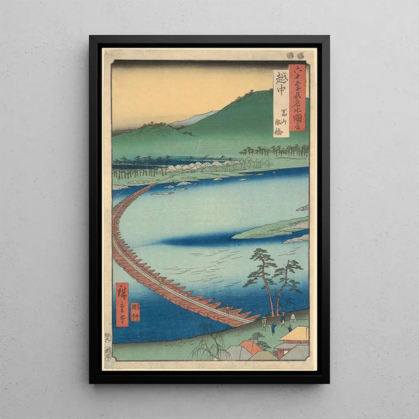 Prefectura de Etchu Pontón Flotante Funabashi - Andō Hiroshige — cuadro enmarcado en la pared
