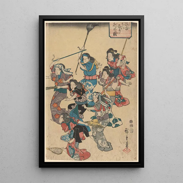 Querelle de domestiques - Andō Hiroshige — cuadro enmarcado en la pared