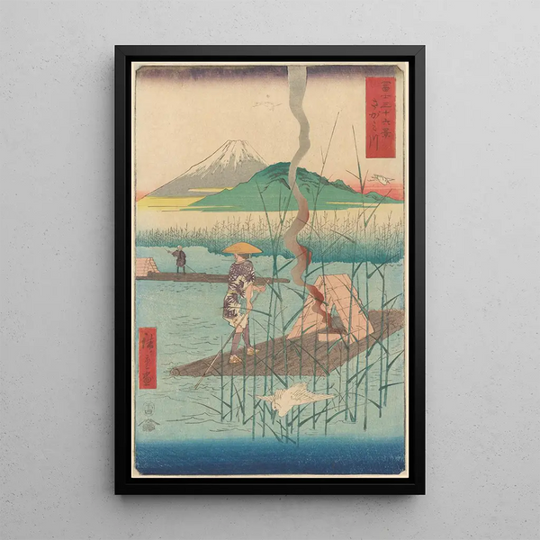 Reproducción del cuadro Radeau Shoshiyu entre los juncos - Andō Hiroshige