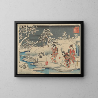 And Hiroshige - Three Women Making a Snow Rabbit in a Garden.webp