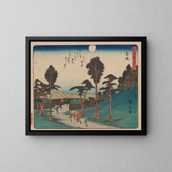 Tokaido, cincuenta y tres estaciones, plancha 37 - Andō Hiroshige — cuadro enmarcado en la pared