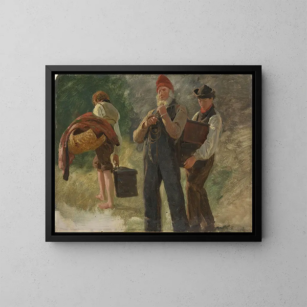 Estudio de campesinos llevando cargas - Anders Askevold — cuadro enmarcado en la pared
