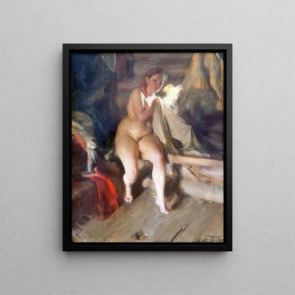 in the loft - Anders Zorn — framed artwork on a wall