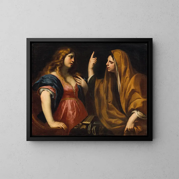 Martha and Mary - Andrea Vaccaro — framed artwork on a wall