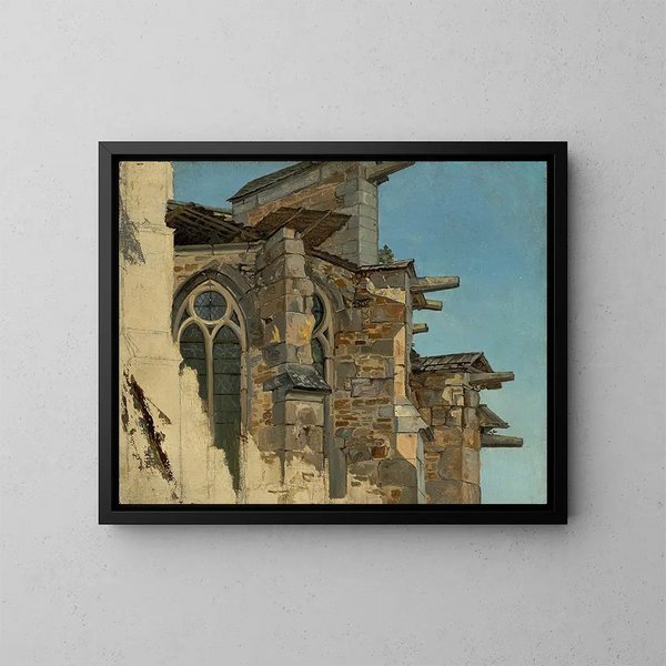 Estudio de la catedral de Altenberg - Andreas Achenbach — cuadro enmarcado en la pared