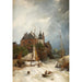 Beach near a town with old tower and rampart - Andreas Achenbach — artwork view