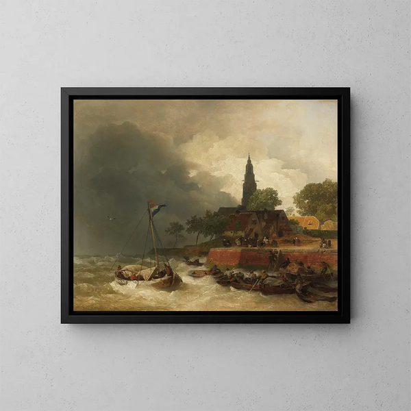 de Holanda bajo la tormenta - Andreas Achenbach — cuadro enmarcado en la pared