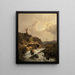 Norwegian landscape painting with mill - Andreas Achenbach — framed artwork on a wall
