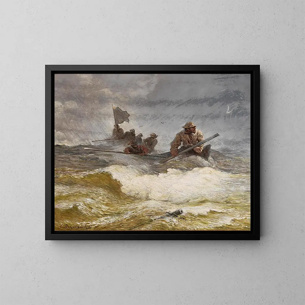 de Rescate en el mar - Andreas Achenbach — cuadro enmarcado en la pared