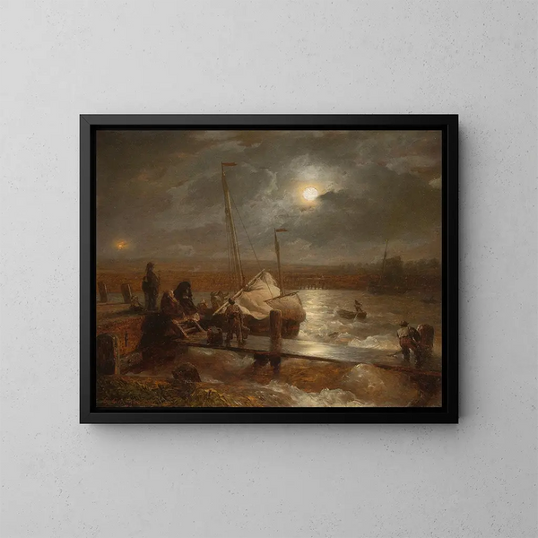 Retorno a la luna llena - Andreas Achenbach — cuadro enmarcado en la pared