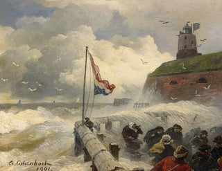 Andreas Achenbach - Strmische Brandung an der Mole.webp